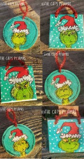 Square Grinch ornaments