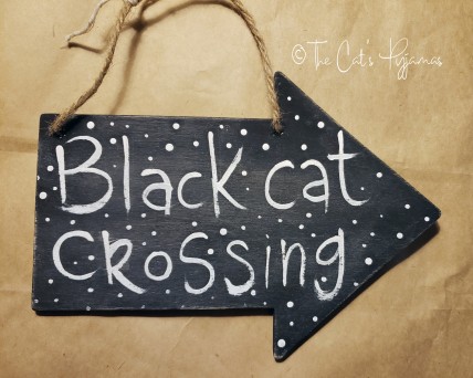 Black Cat Crossing Sign