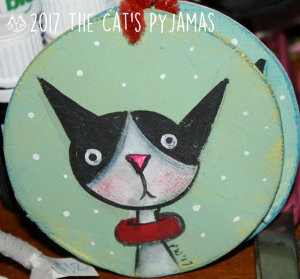 Black and white cat ornament